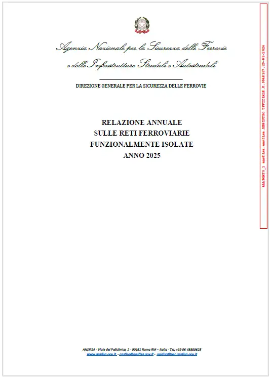 Relazione annuale sicurezza ferrovie isolate - Anno 2025